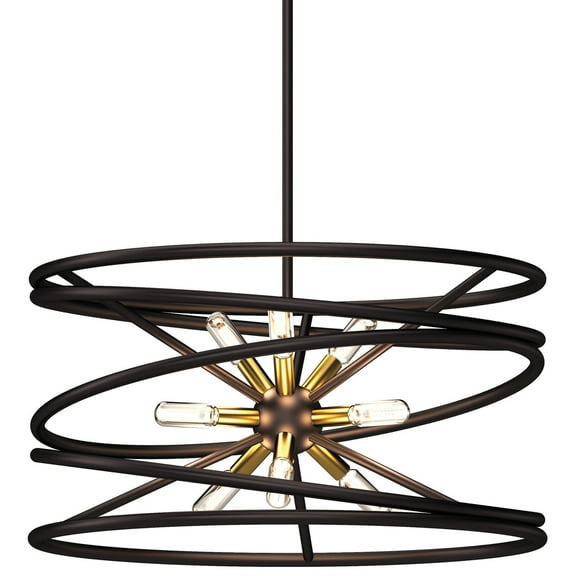 Volume Lighting V3049 9 Light 22" Wide Mixed Metals Sputnik Chandelier - Antique Bronze /