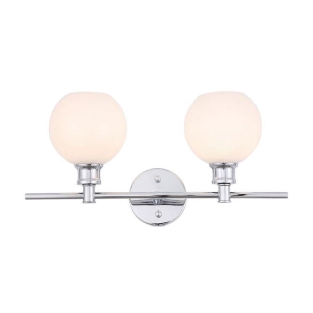 Living District Collier Industrial Mid-Century Modern 2 Light LED E26 Chrome Frosted Glass Wall Sconce