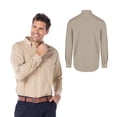 thumbnail image 3 of Camisa de Gabardina Manga Larga para Caballero, Color Beige, Talla Doble Extra Grande, 50% Algodón y 50% Poliéster. Yazbek C0607, 3 of 3