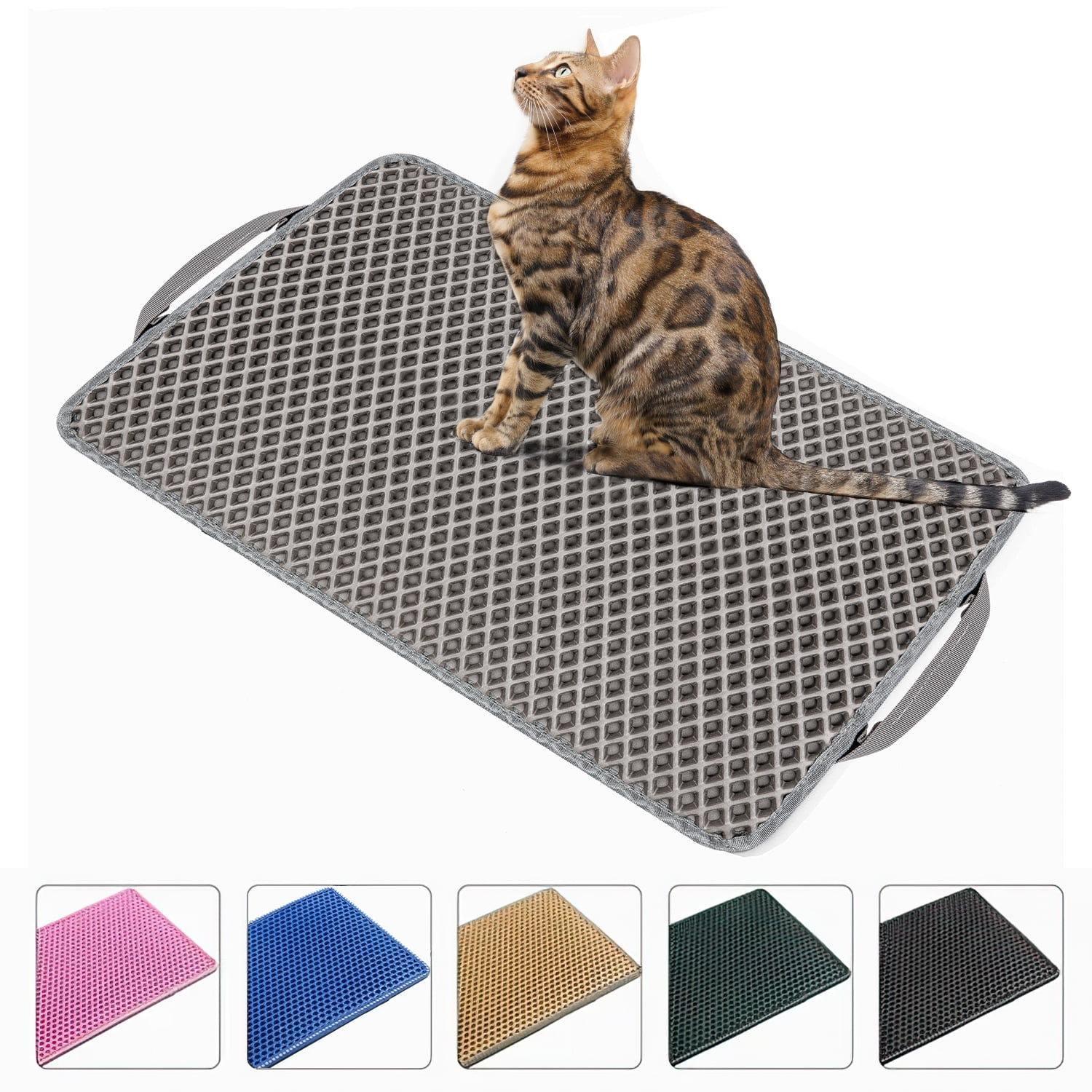 Fostanfly Cat Litter Trapping Mat - Extra Large XL 45x 27 Honeycomb  Double Layer, Washable, Urine & Waterproof - Easy Clean Floor Mat