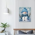 thumbnail image 3 of WERPE Wall Prints Giclee Canvas Painting - Christmas Scarf Snowman Snowflakes Blue Painting Pictures Print on Canvas Framed Wall Art Modern Artwork for Home Decorations pattern1, 3 of 4