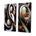 thumbnail image 3 of Designart "Gold Black White Spheres Liquid Artistry II" Abstract Shapes Wall Art Set Of 2 - Transitional White Canvas Set For Living Room Decor, 3 of 6