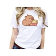 thumbnail image 2 of Playera Blusa Con Estampado de Capibara Comiendo Palomitas Playera De Capybara Divertida Color Blanco Talla Grande Marca Emil SaEs, 2 of 4