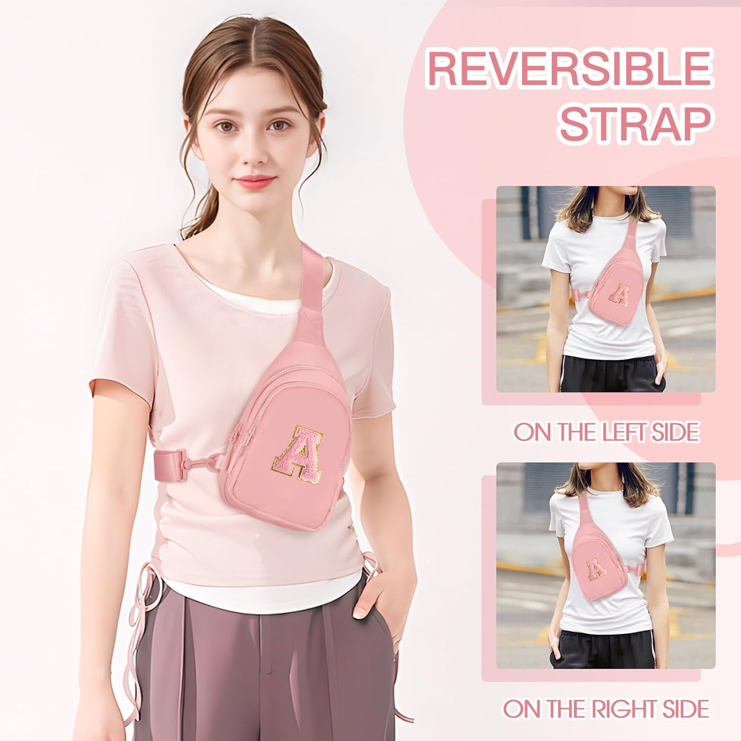 Small Initial Sling Bag for Girls & Women - Cute Crossbody Fanny Pack Birthday Gifts for 7 8 9 10 11 12 13 Year Old Girls