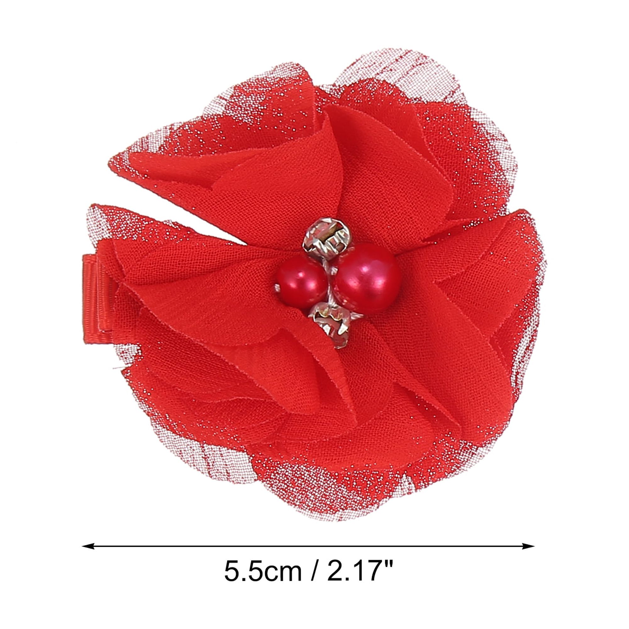 Unique Bargains 12Pcs Hair Clip for Girls Grosgrain Ribbon Flower Pattern Hair Accessories