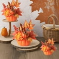 thumbnail image 6 of Thanksgiving Pumpkin Centerpiece with Berries - 7.8 Inch Artificial Fall Decorations with Maple Leaves, Sunflower Accents for Harvest Table Decor, Home Kitchen Party Seasonal Display, 6 of 9