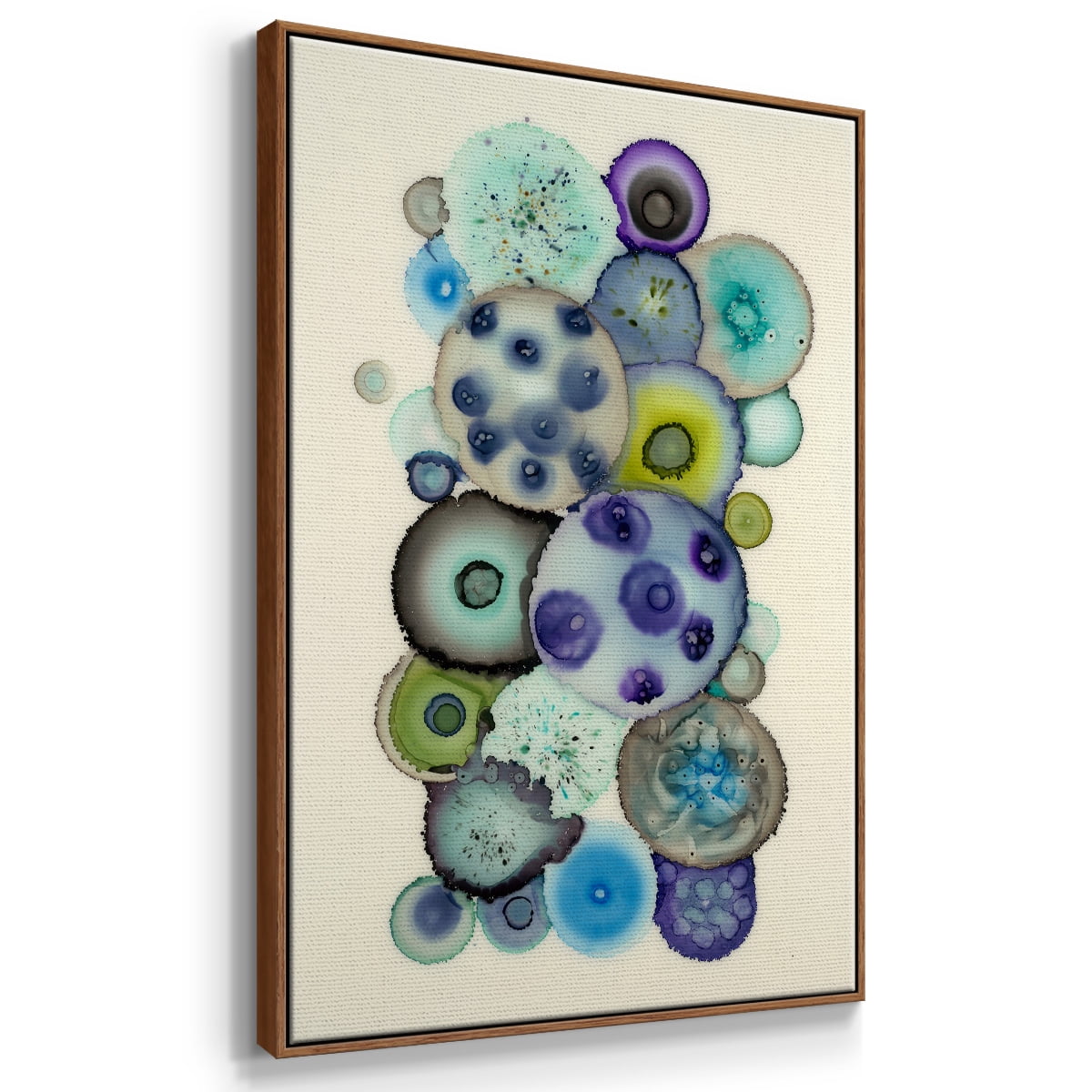 Geodes II Framed Premium Gallery Wrapped Canvas - Ready to Hang - 27 x 41 - Walnut Floating Frame