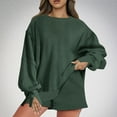 thumbnail image 2 of biudgviw Sweatshirts Sets for Women 2 Piece Long Sleeve Crewneck Pullover Tops Running Shorts with Pockets Outfits, 2 of 7