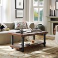 thumbnail image 2 of Modern Industrial Coffee Table with Storage Shelf for Living Room, Metal Frame Natural Wood Table for Farmhouse Home Office, 42.12'' L x 22.04'' W x 18.42'' H, 2 of 7