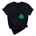 thumbnail image 1 of Pxiakgy Vente de Liquidation! T-Shirt Femme Col Rond Jour de la Saint-Patrick Trèfle Irlandais Chanceux T-Shirt Graphique Jour de la Saint-Patrick Manches Courtes Col Rond T-Shirt Noir P, 1 of 4