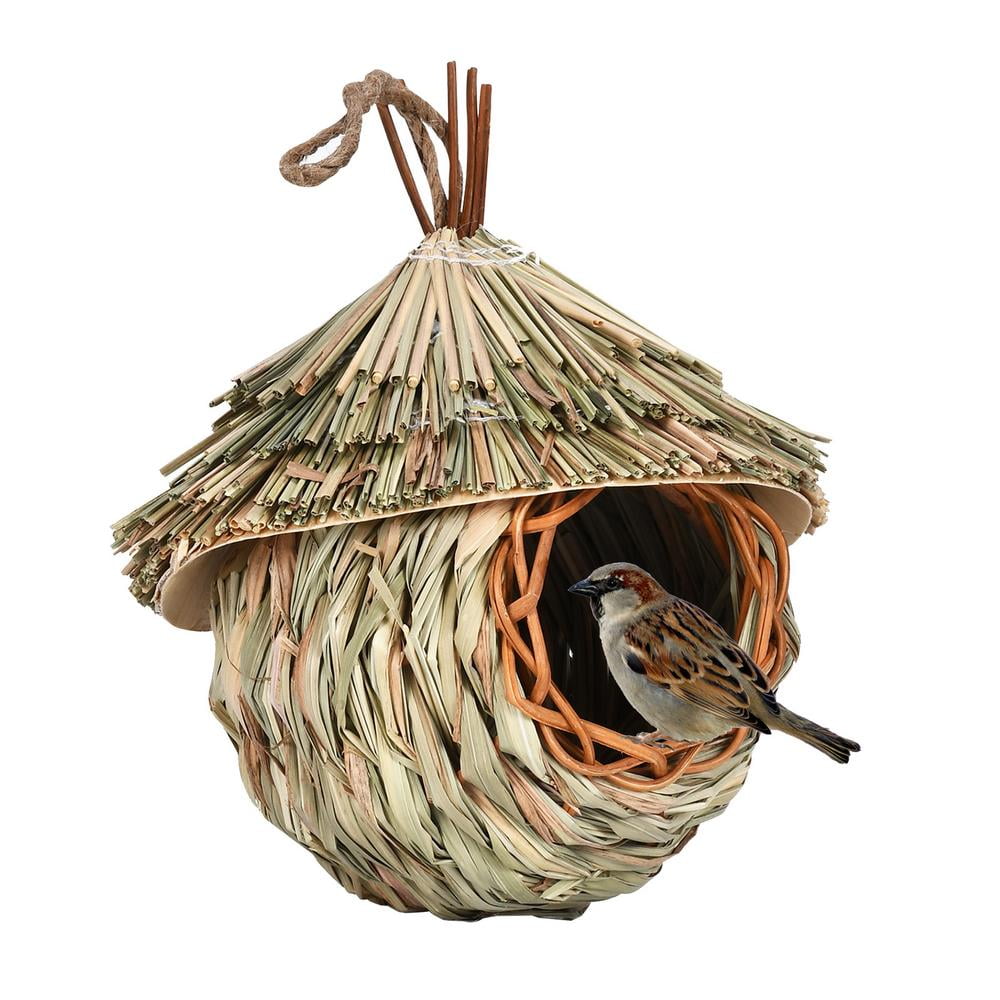 Straw Bird Nest Hanging Natural Handmade Straw Bird Canary Finch Nest  Outdoor 