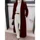 thumbnail image 4 of Abrigo Informal de Lana Abrigado con Cuello en V y Larga para Mujer, de Color Liso Vino Tinto L, 4 of 7