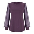 thumbnail image 4 of XIYON Women Blouses Sequin Mesh Color Block Long Sleeve Shirts Fashion Loose Crew Neck Casual Elegant Dressy Blouse Tops For Women Trendy, 4 of 4