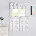 thumbnail image 4 of Watercolor Floral Cafe Curtains 36 Inches Length, Flower Printed Pattern Farmhouse Rod Pocket Tier Curtains for Kitchen Leaf Pattern Short Window Curtain Treatment, Colorful, 28" W x 36" L，Set of 2, 4 of 6