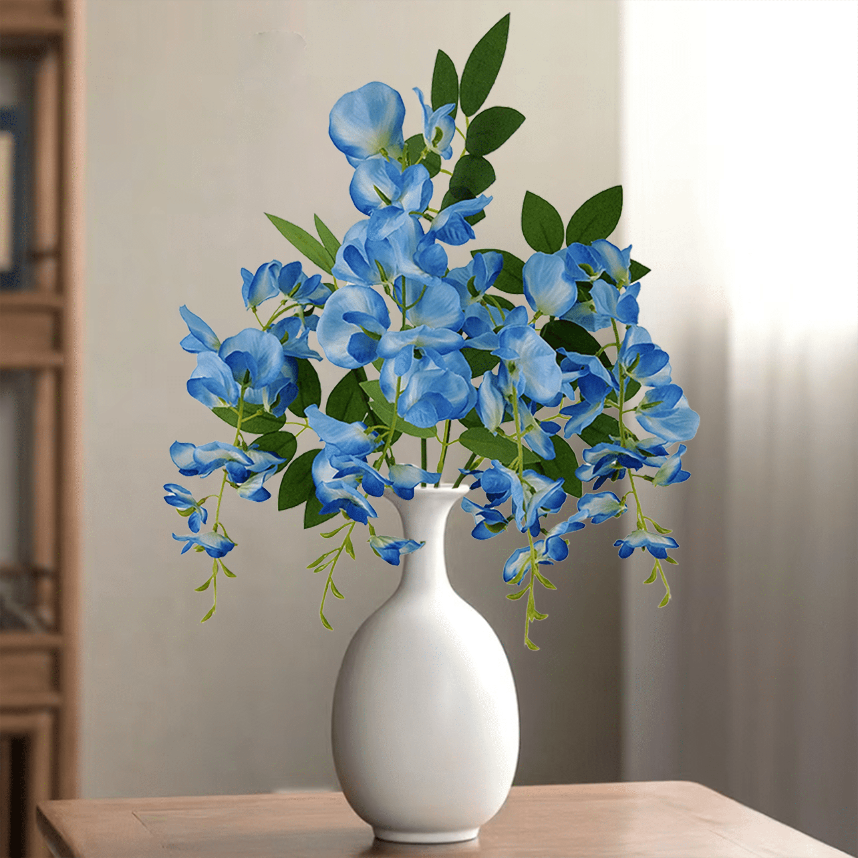 Mainstays 17in Indoor Artificial Blue Wisteria Bush, Blue Color.