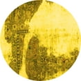 thumbnail image 1 of Ahgly Company Machine Washable Indoor Round Abstract Yellow Modern Area Rugs, 8' Round, 1 of 4