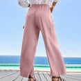 thumbnail image 5 of Qetyuw Women's Wide Leg Pants High Waist Drawstring Palazzo Pants with Big Pockets Stretch Loose Lightweight Flowy Beach Sleep Trousers, 5 of 8