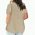 thumbnail image 2 of Towmus Plus Size Tops for Women Solid Color T Shirts Plain Basic Tees Short Sleeve Crewneck Shirts Khaki 5XL, 2 of 5