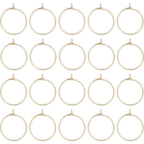 10 pares de aros dorados de acero inoxidable para pendientes, aros dorados, alambres para pendientes de cristal, joyería, fabricación de pendientes, 20 x 0,6 mm