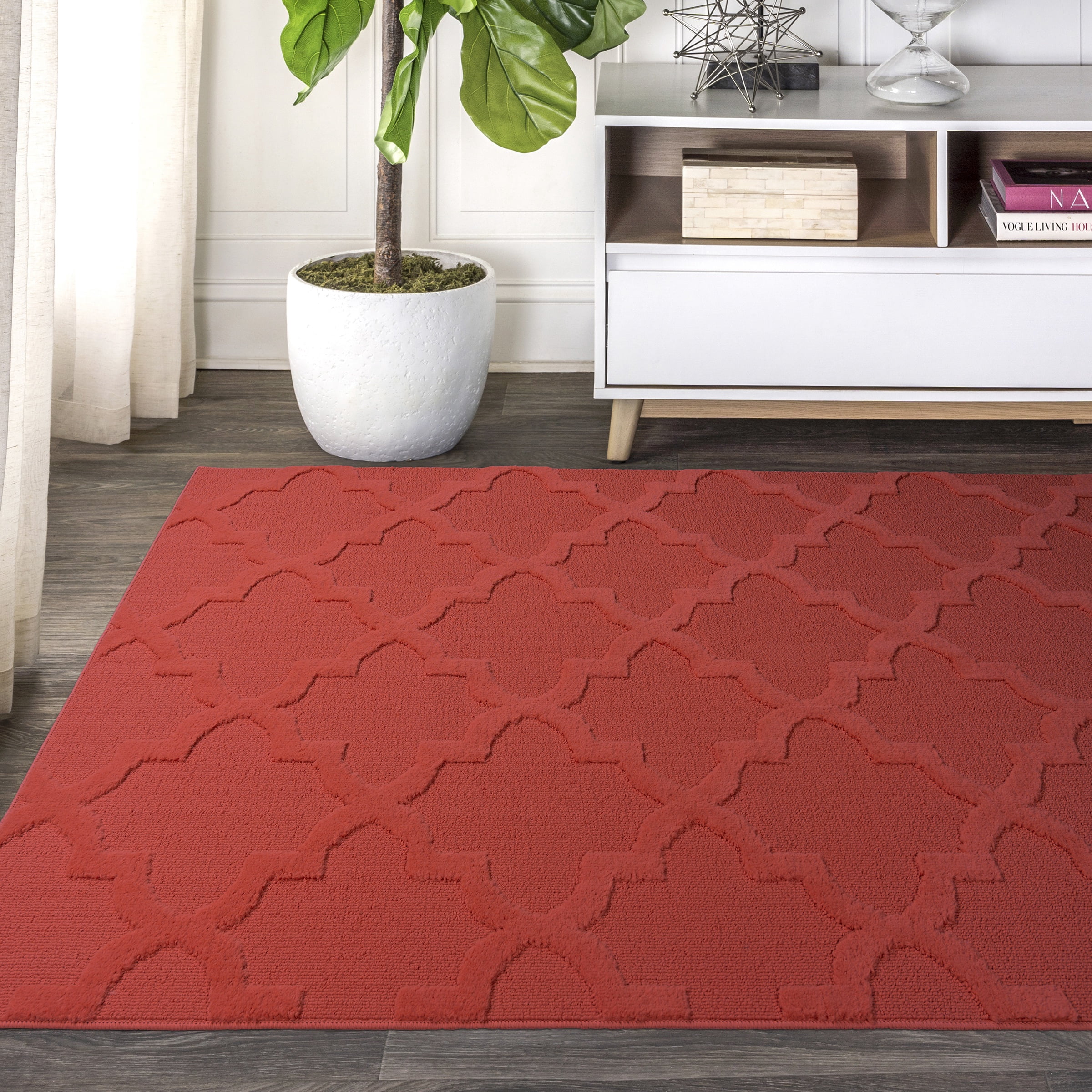 Garland Rug Quatro Polypropylene Chili Red Indoor Area Rug, 5' x 8'