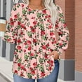 thumbnail image 6 of JUSLIO Plus Size Womens Tops Irregular Print Graphic Blouses Fashion Long sleeve Round Neck Blouses Red XL, 6 of 6
