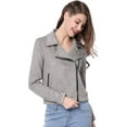 thumbnail image 1 of INSPIRE CHIC Women Short Soft Zip Up Faux Suede Biker Moto Jacket, 1 of 6