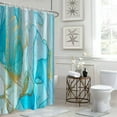 thumbnail image 3 of Marble Shower Curtain, Abstract Modern Teal and Gold Marble Shower Curtain Set for Bathroom Ink Texture Waterproof Polyester Fabric Bathroom Decor with Hooks, 72x84 Inch, 3 of 6