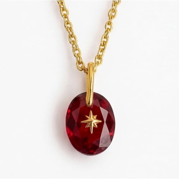 Twelve Birthstones North Star Pendant Titanium Steel Necklace — A Thoughtful Gift for Women, Daughters, Girlfriends, Wives, Mothers & Beyond