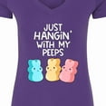 thumbnail image 4 of Inktastic Easter Hangin' with My Peeps Women's V-Neck T-Shirt, 4 of 5