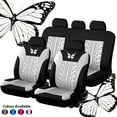 thumbnail image 4 of Car Seat Cover Full Set, Red Universal Butterfly Pattern Embroidery Auto Seat Cover Set, 4 of 5