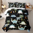 thumbnail image 2 of Feelyou Cute Volcano Dinosaur Twin Quilt Set for Boys Girls, Tropical Palm Wildlife Twin Coverlet Set, Black Blue, 2 Pieces, 2 of 7