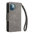 thumbnail image 2 of Nalacover For iPhone 14 Plus Zipper Wallet Case,360 Protection Stylish PU Leather Shockproof Magnetic Flip Holder 6 Card Slots and 2 Cash Pockets Cover with Detachable Wrist Strap,Gray, 2 of 15