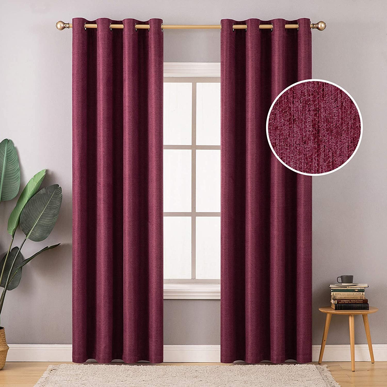 Maroon 72 inch High Cotton Velvet Curtain Panel w/Grommet Eyelet Window Drapery 