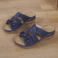 thumbnail image 5 of HNMKIU Women Sandals Comfortable Women's Slides with Floral Hollow Out Design for Daily Leisure Thick Sole Open Toe Footwear for Casual Outfits Summer Shoes Navy,6, 5 of 9