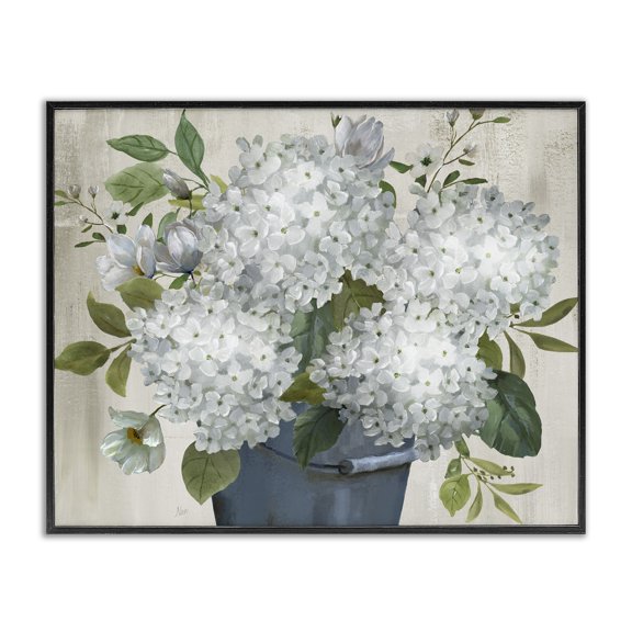 Stupell Industries Cottage Country Hydrangea Vase Black Framed Giclee Art, 14 x 11, by Nan