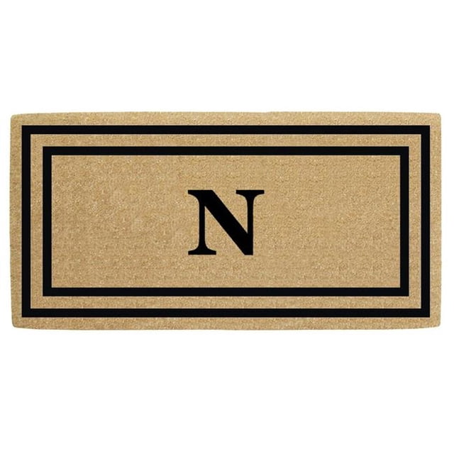 Nedia Home O2182N 36 x 72 Po Mince Double Cadre Photo Résistant Tapis de Porte de Coco & 44; Monogramme N - Noir