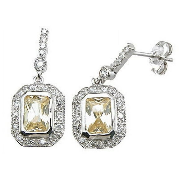 Silver Funky Earrings For Women Makes Unique Happy Anniversary Gifts, Emerald Cut Sterling Silver Earrings