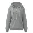 thumbnail image 5 of Diufon Womens Drawstring Hoodies Half Zipper Long Sleeve Tops Solid Color Sweatshirts with Pockets, 5 of 6