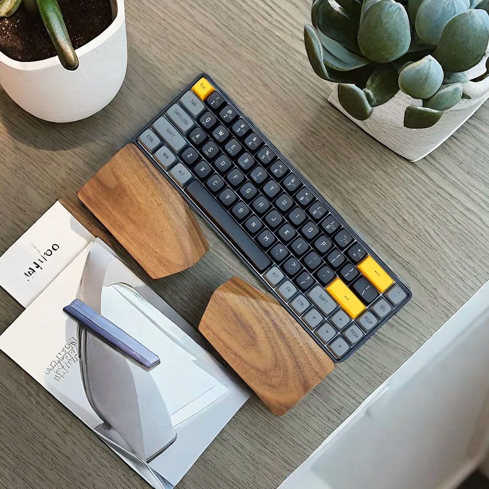 Split Walnut Palm Rest for 65%-75% Alice Mechanical Keyboards Hand Rest Custom Ergonomic Split Keyboard Wrist Rest Wrist Brace