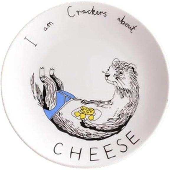 WYGOAKG 8 Inch European Style Porcelain Ceramic Flat Plates with Porcelain Cartoon Design for Salad and Cakes.
