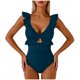 thumbnail image 4 of Trajes de baño para mujer, moda para mujer, color sólido, con cojín en el pecho y sin soporte de acero, traje de baño holgado con cordón dividido, trajes de baño para mujer, trajes de baño para mujer,, 4 of 6