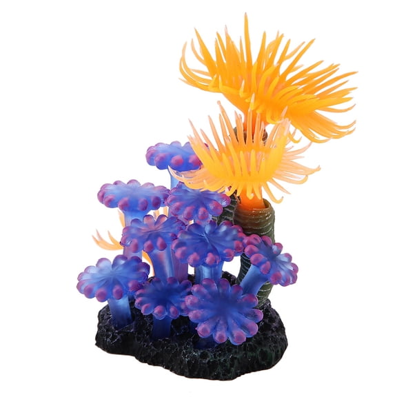 Suodoka Aquarium Simulation Silicone Artificial Coral Sea Anemone Fish Tank Landscape Decoration Ornament for Underwater Scenery, Glow in Dark Effect Fake Plant, Multicolor