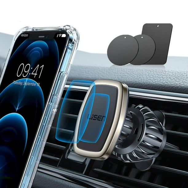 Soporte magnético para teléfono de coche LISEN, 6 imanes fuertes