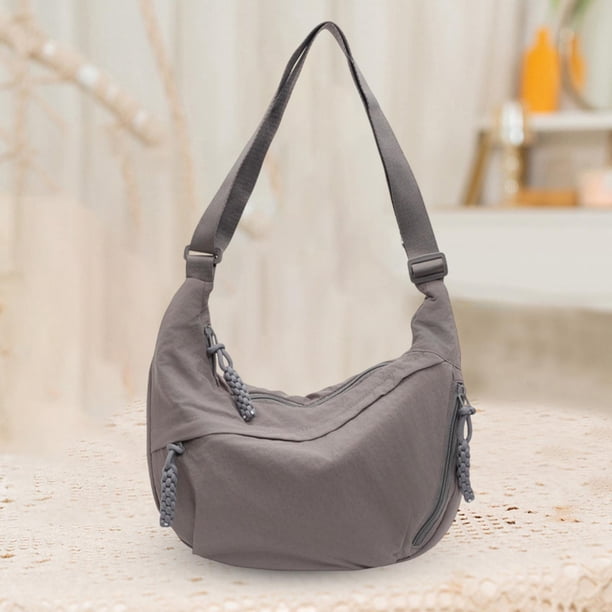 Bolsa de hombro simple bolso de nylon Crossbody para viajes al aire libre para acampar el trabajo de conducción Gris