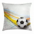 thumbnail image 1 of Teen Room Decor Throw Pillow Cushion Cover, Soccer Background with Football Colorful Lines Sports Game Digital Display, Decorative Square Accent Pillow Case, 20 X 20 Inches, Multicolor, by Ambesonne, 1 of 2
