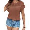 thumbnail image 3 of UVN Blouses for Women Summer Short Sleeve Crewneck Dressy Shirts Casual Waffle Knit Hollow Out Tunic Tops, 3 of 9