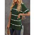 thumbnail image 3 of Womens Striped Color Block Short Sleeve Causal Blouses T Shirts Tops, 3 of 6