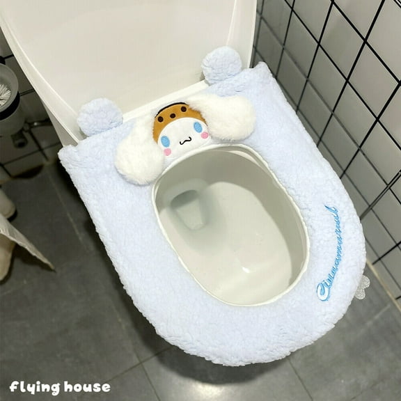 New Kuromi Plush Toilet Cover, Cute Cinnamoroll Anti-Slip Toilet Cover, Thickened Household Toilet Cover
