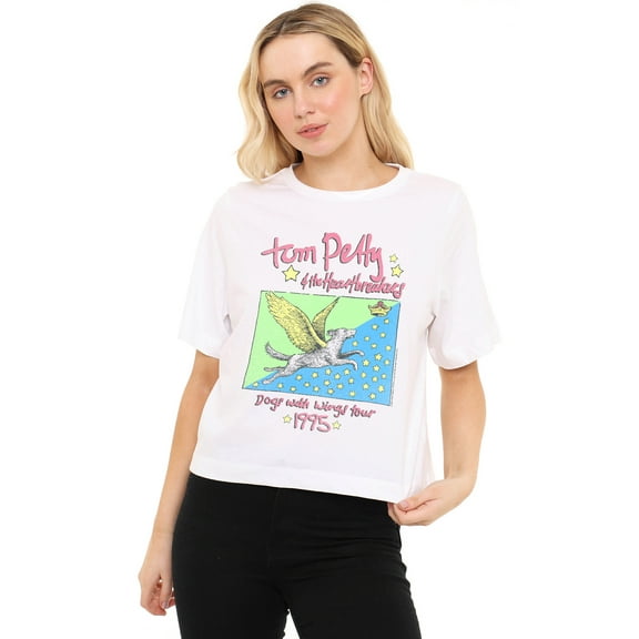 Tom Petty Dogs With Wings Tour 1995 Women's Boxy Cropped T-Shirt Casual Graphic Tee