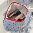 thumbnail image 6 of Deago 3Pcs Makeup Bag Set Large Cotton Quilted Travel Cosmetic Bag Cute Floral Make Up Pouch Toiletry Bag for Women (Blue Heart), 6 of 9
